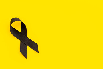 Black silk ribbon symbol of mourning and tragedy