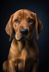Portrait of cute dog against studio background