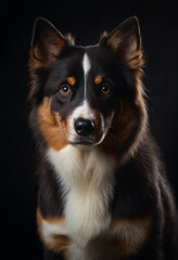 Studio portrait of border collie dog, canine background