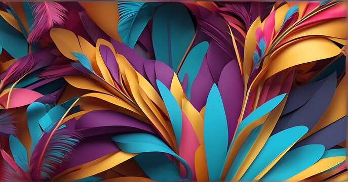 colorful 3d feathers background