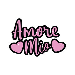 Hand Drawn Amore Mio Calligraphy Text Vector Design.