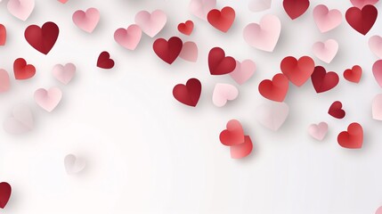 white background with colorful red and white hearts