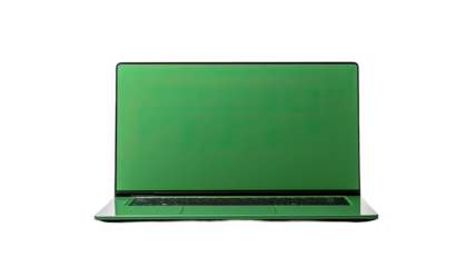 laptop with green screen on a white background
