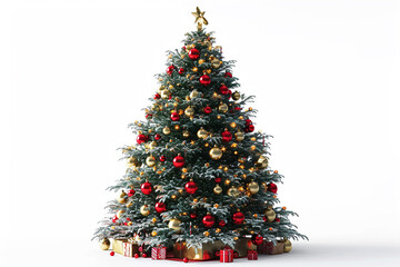 3d rendered realistic christmas tree on white isolated background