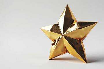 3d rendered golden star on white isolated background