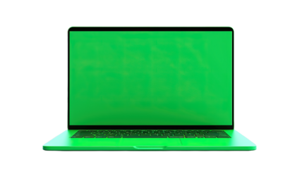 laptop with green screen on a white background
