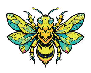 Yellow black bumblebee design hand drawn Vector