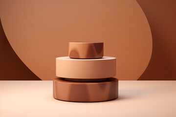 Brown Stone Podium Stand on Brown Background
