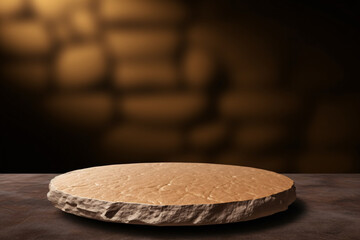 Brown Stone Podium Stand on Brown Background