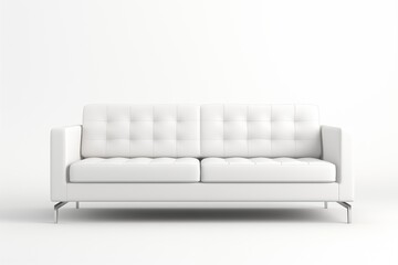 Leather white sofa isolated white background.