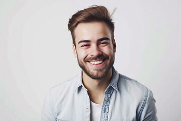 Obraz premium happy young man posing on white isolated background