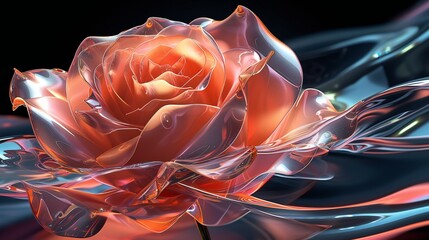 Futuristic 3D rendering of a close-up rose, pushing digital art boundaries for a visually compelling representation.