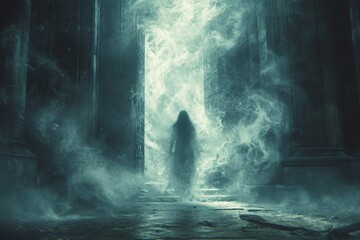Ghostly Figure Emerges from the Fog: A Hauntingly Beautiful Scene Generative AI