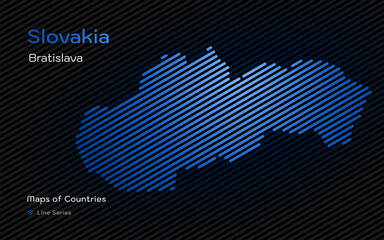 Slovakia Map in a Line Pattern. Stylized simple vector map	