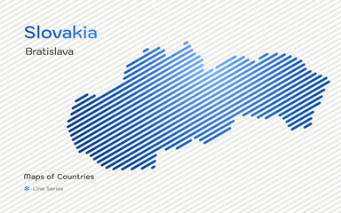 Slovakia Map in a Line Pattern. Stylized simple vector map	 - obrazy, fototapety, plakaty