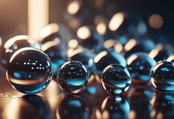 A 3D render of glass glossy spheres with reflects - obrazy, fototapety, plakaty