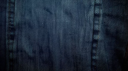 Fotobehang Blue jeans denim with stitches tissue texture background. Generative AI. © Marabu Design
