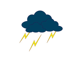 Cloud with rain icon over white background, flat style, vector illustration