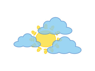 Sun and clouds icon. Weather season and meteorology theme. Isolated design. Vector illustration