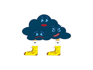 Comic cloud and boots. Vector illustration in a flat style.