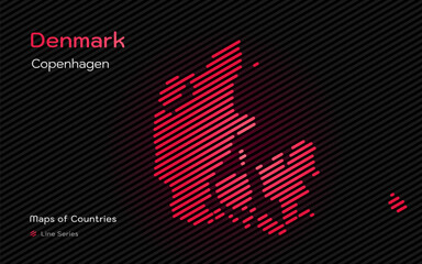 Denmark Map in a Line Pattern. Stylized simple vector map