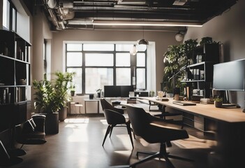 Professional Workspace Office Interior with Modern Design and Natural Lighting