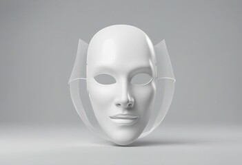 White theatrical mask on isolated transparent background - obrazy, fototapety, plakaty