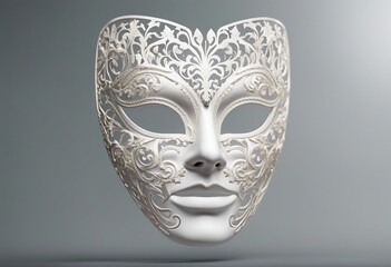 White theatrical mask on isolated transparent background