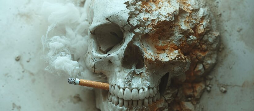 Skeleton Smoking Cigarette: A Creepy and Cool Halloween Decoration Generative AI
