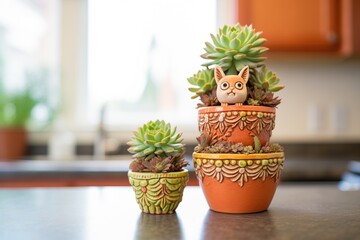 stackable terra cotta pots with succulents