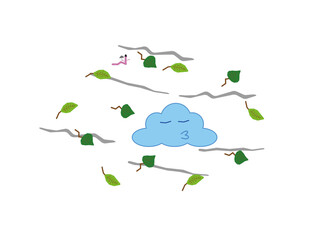 Clouds and leaves icon. The topic of environmental pollution and ecology. Isolated design. Vector illustration