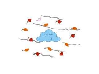 Clouds with leafs nature ecology isolated icon vector illustration desing 