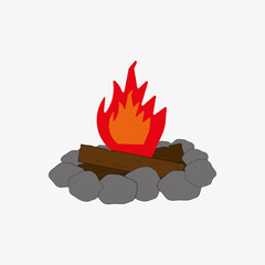 Bonfire, flat icon. Vector illustration of a bonfire with coal.