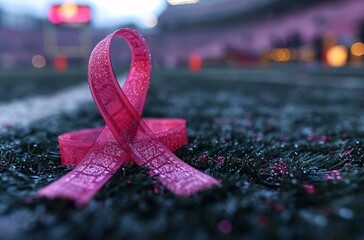 Pink Ribbon on the Field: A Symbol of Breast Cancer Awareness Generative AI