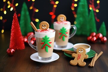 festive gingerbread latte setup with green and red sprinkles