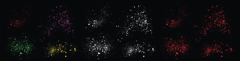 Grunge texture graffiti abstract brush stroke yellow, wheat, purple, red, white, green color painted splatter background set