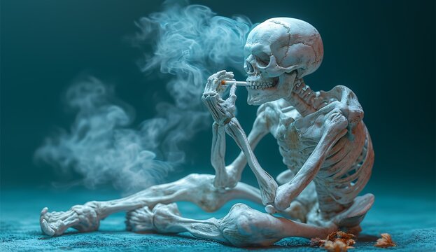 Skeleton Smoking Trendy Cigarette Generative AI