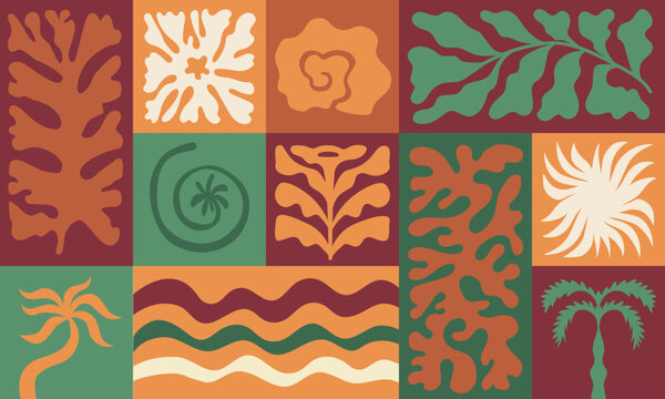 Vector print design templates, summer palms, tropical hand drawn illustrations,  palm trees boho elements, vertical covers and banners