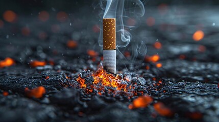A Cigarette's Last Breath: A Smoke-Filled Farewell Generative AI - obrazy, fototapety, plakaty
