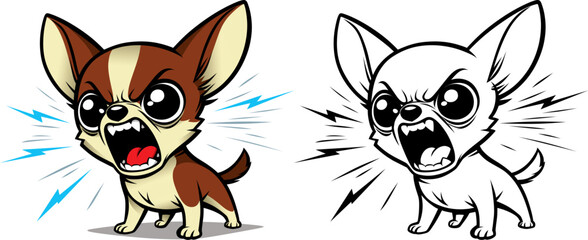 small aggressive dog barks, vector color drawing © Юрий Кравченко