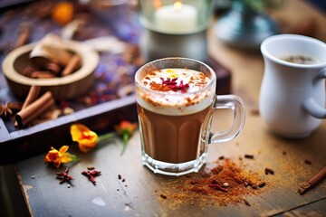 hot chocolate with chili on the side for a spicy kick