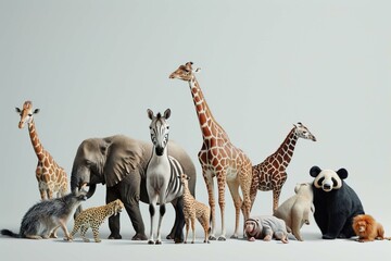 Wild Zoo Animals on White Web Banner