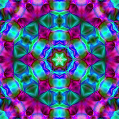 A captivating image where various media images are refracted through a kaleidoscope. psychedelic background.