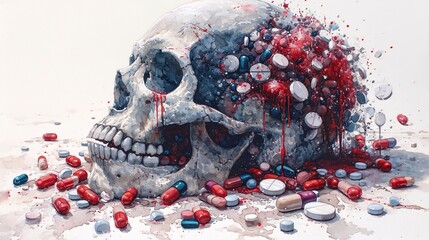 Pill-Pocalypse: A Skull's Nightmare of Pills and Medications Generative AI