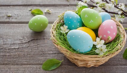 Obraz na płótnie Canvas easter eggs in a basket