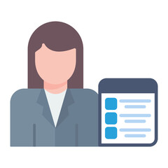 Recruiter Female icon vector image. Can be used for Recruitment Agency.