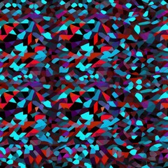 Neon Geometric Leopard Mosaic. Leopard spots in a geometric mosaic with neon accents on a dark field.