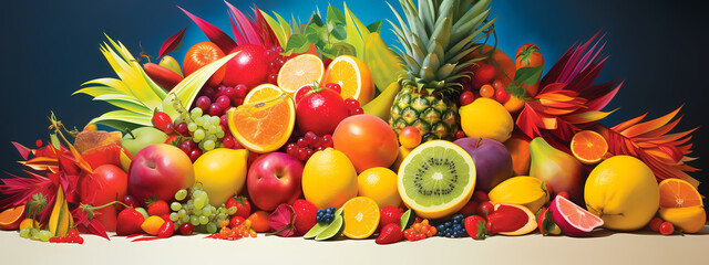 Obraz na płótnie Canvas Exotic Slices: Summer's Colorful Fruit Medley