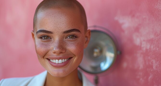 Freshly Shaven Head Smiling for the Camera Generative AI