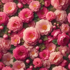 Romantic Bloom: Texture of Many Pink Flowers